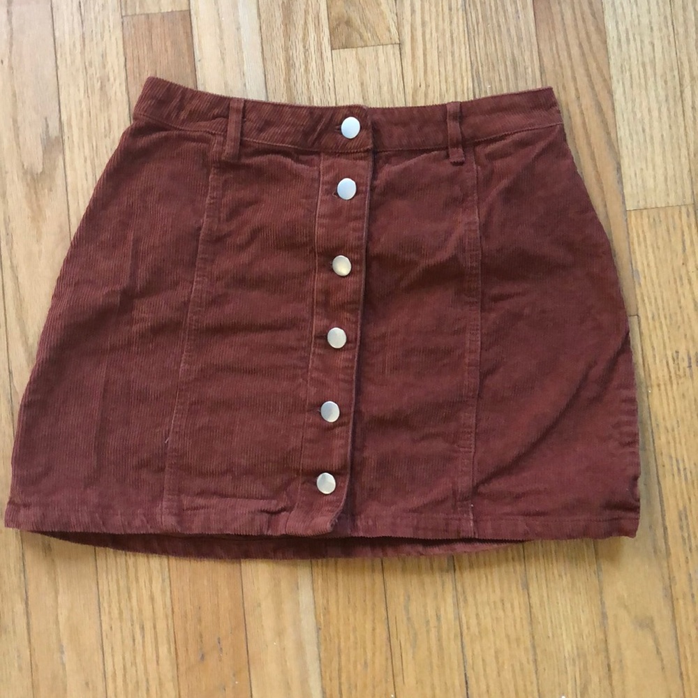 Button Through Cord Mini Skirt